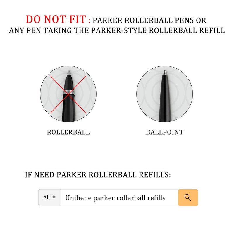 Unibene Parker Compatible Gel Ink Ballpoint Refills 12 Pack,0.7mm Medium Point-Black, Smooth Writing Replaceable German Ink Tactical Pen Refills for Parker Ballpoint/UZI Pen - Image 4